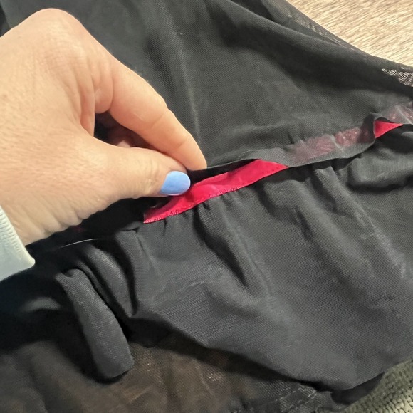 Sheer Black Babydoll Lingerie Large Ruffle‎ Whimsigoth Bows Embroidery Coquette - Picture 11 of 16